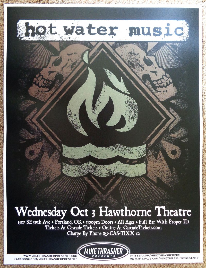 Image 0 of HOT WATER MUSIC 2012 Gig POSTER Portland Oregon Concert