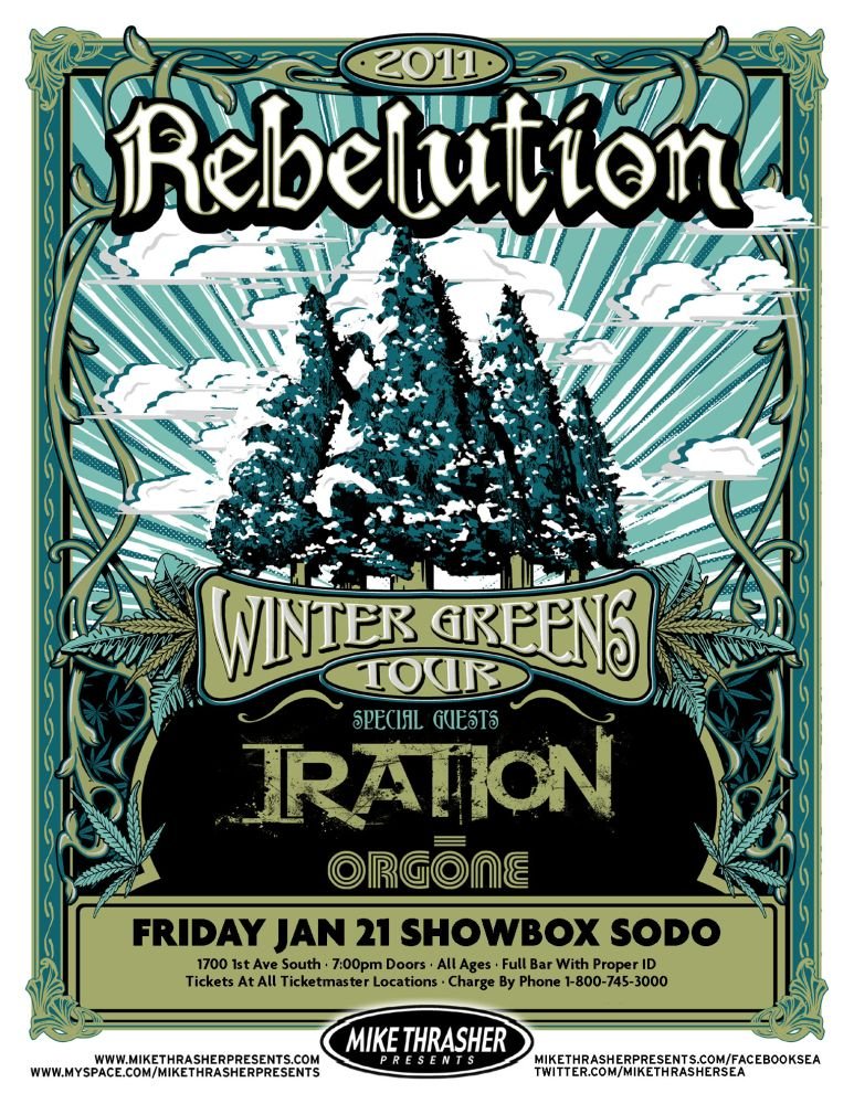 Image 0 of REBELUTION 2011 Gig POSTER Seattle Washington Concert Reggae