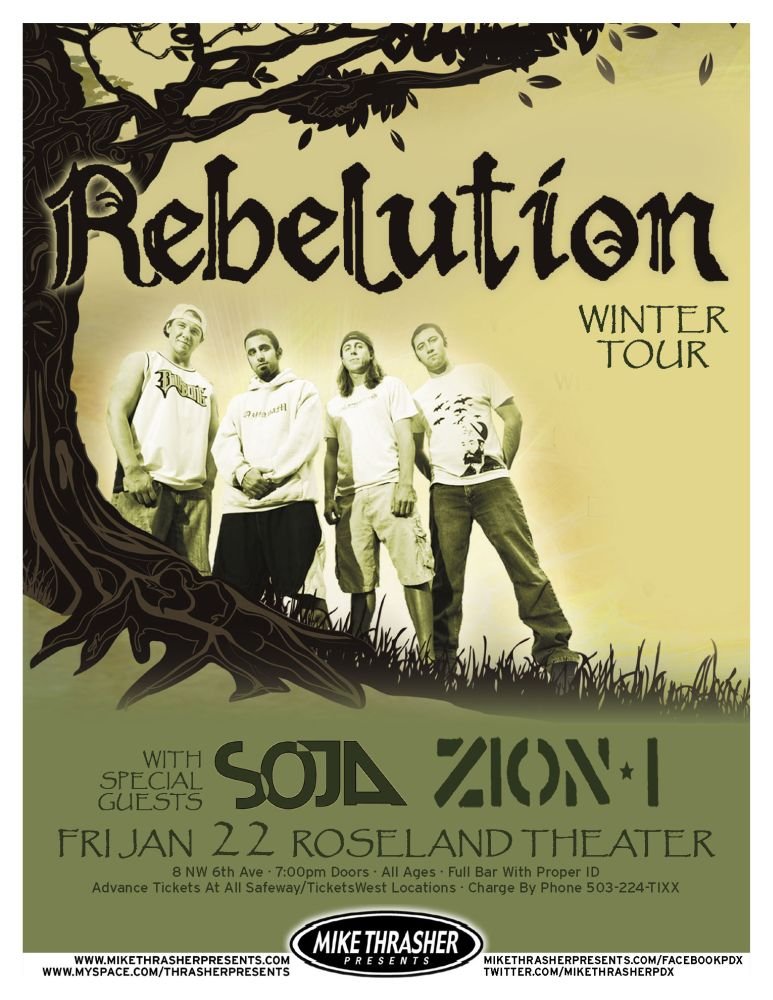 Image 0 of REBELUTION 2010 Gig POSTER Portland Oregon Concert Reggae