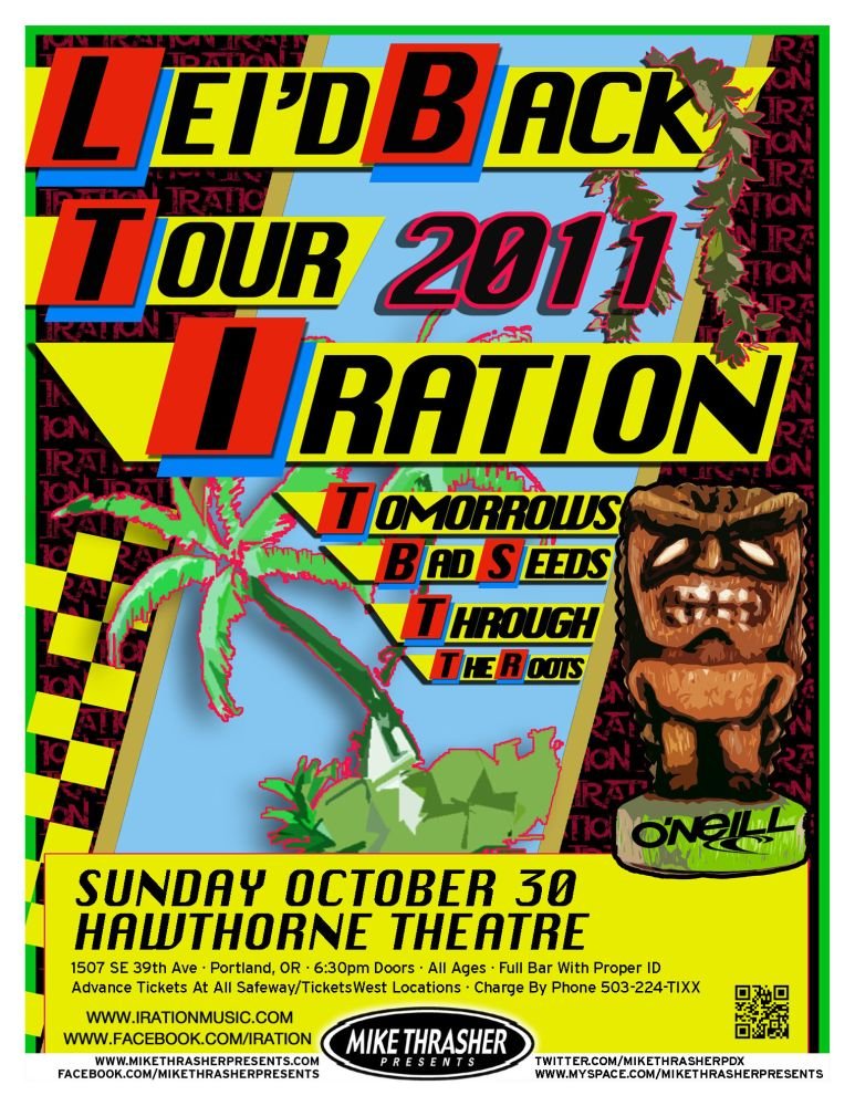 Image 0 of IRATION 2011 Gig POSTER Portland Oregon Concert Reggae