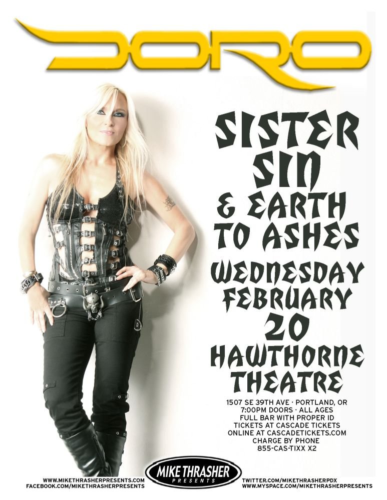 Image 0 of DORO PESCH 2013 Gig POSTER Portland Oregon Concert