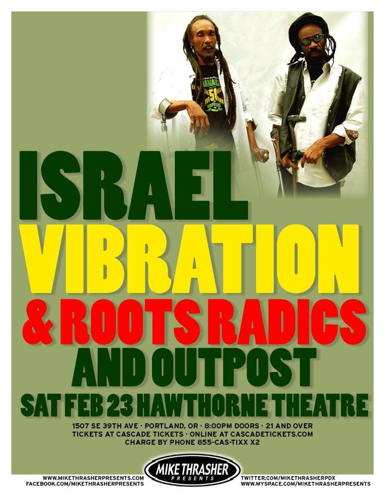 Image 0 of ISRAEL VIBRATION 2013 Gig POSTER Portland Oregon Concert Reggae