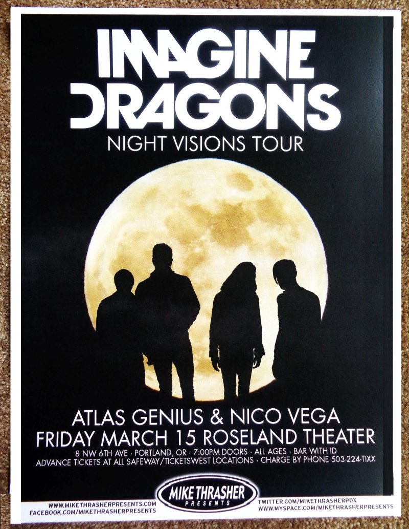 Image 0 of IMAGINE DRAGONS 2013 Gig POSTER Portland Oregon Concert