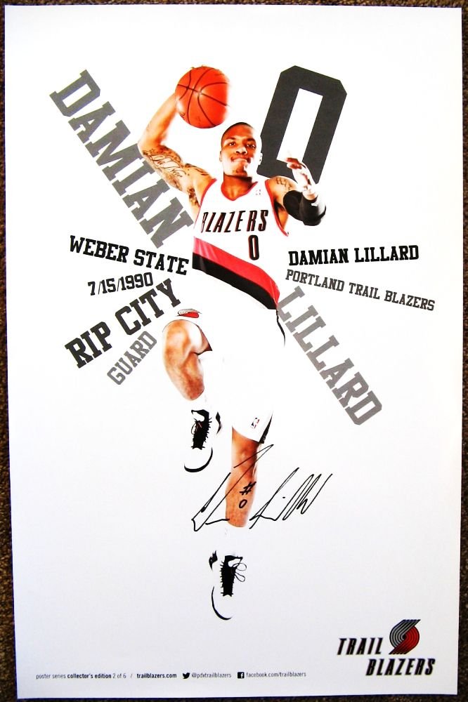 Lillard DAMIAN LILLARD ROOKIE POSTER 2012-3 Blazers Game Handout Portland