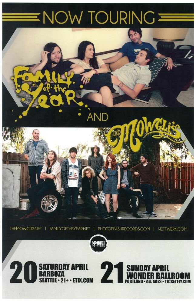 Image 0 of MOWGLI'S & FAMILY OF THE YEAR 2013 Gig Concert POSTER Portland Oregon Seattle