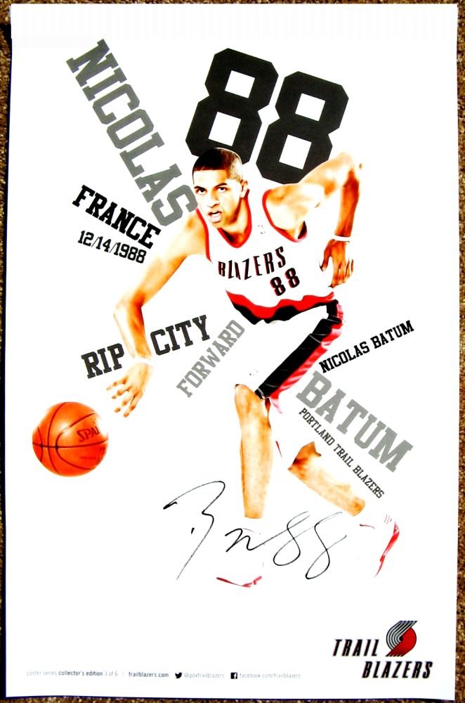 Batum NICOLAS BATUM 2012-3 POSTER Portland Blazers Game Handout Trailblazers