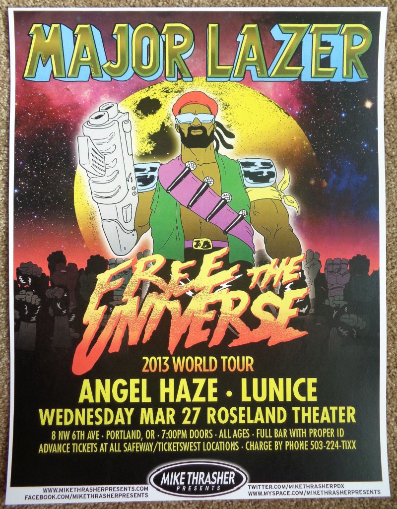 Image 0 of MAJOR LAZER DJ Diplo 2013 Gig POSTER Portland Oregon Concert