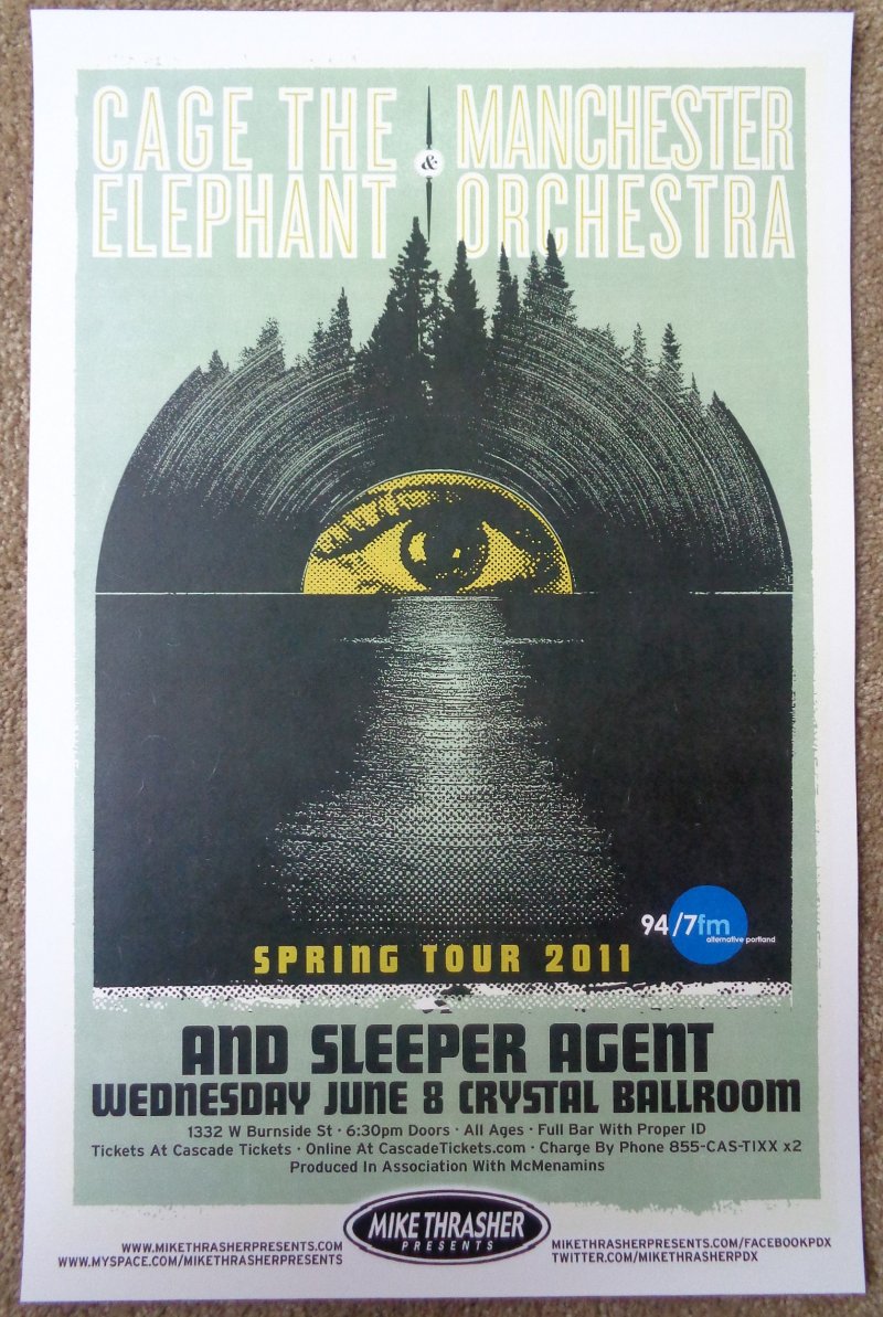 Image 0 of CAGE THE ELEPHANT and MANCHESTER ORCHESTRA 2011 POSTER Gig Concert Portland Oreg