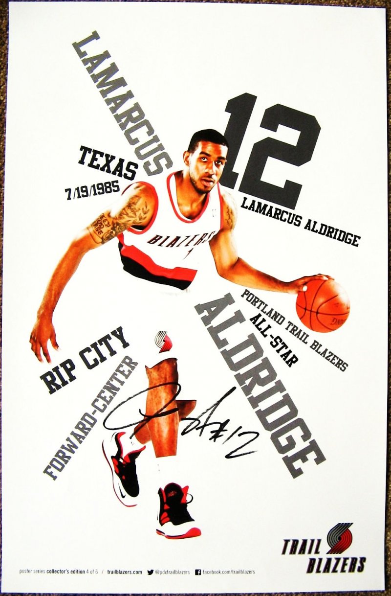 Image 0 of Aldridge LAMARCUS ALDRIDGE 2012-3 POSTER Portland Blazers Handout Trailblazers