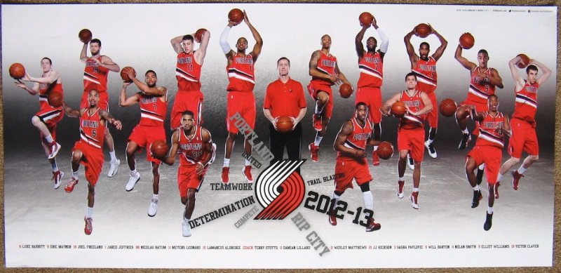 Portland Trailblazers 2012-13 Blazers Game Handout TEAM POSTER LaMarcus Lillard