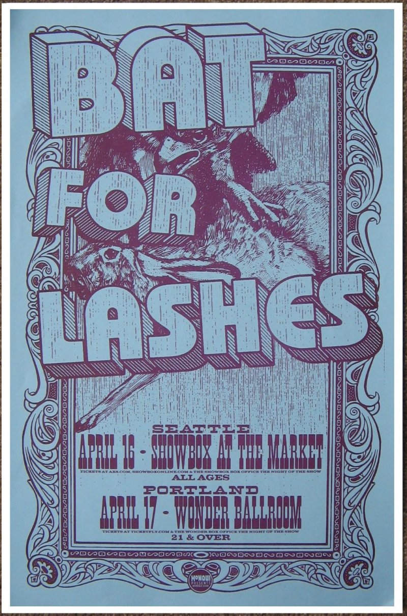 Image 0 of BAT FOR LASHES 2013 Gig POSTER Seattle Portland Oregon Natasha Khan Concert