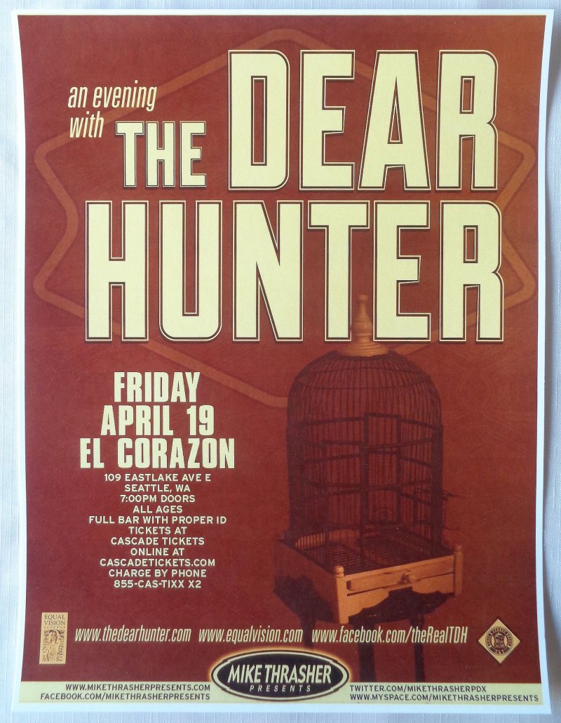 Image 0 of Dear Hunter THE DEAR HUNTER 2013 Gig POSTER Concert Seattle Washington  