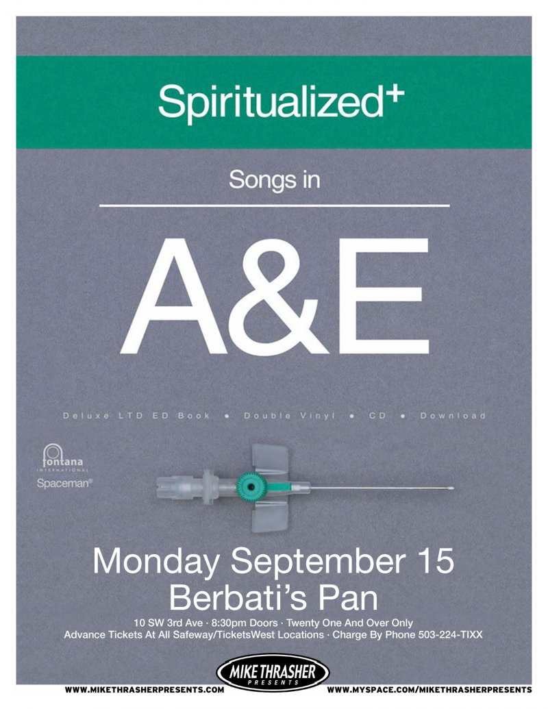 Image 0 of SPIRITUALIZED 2008 Gig POSTER Portland Oregon Concert Songs In A & E