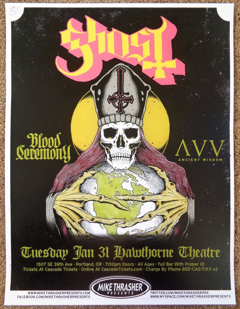 GHOST BC 2012 Gig POSTER Portland Oregon Concert