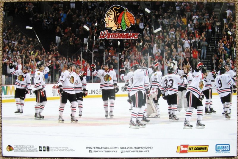 Image 0 of PORTLAND WINTERHAWKS 2012-13 POSTER WHL Western Hockey League 18x12