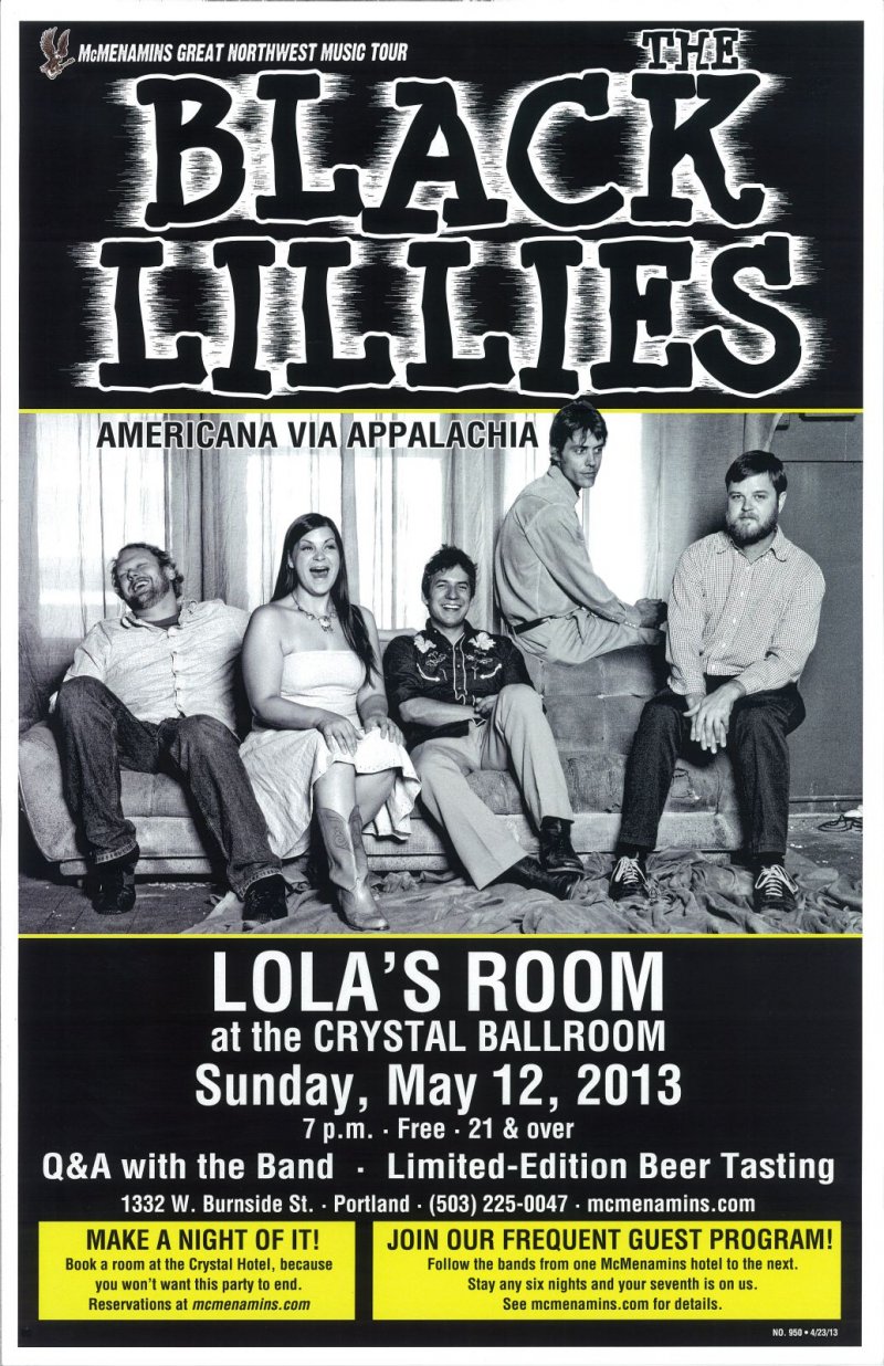 BLACK LILLIES 2013 Gig POSTER Portland Oregon Concert