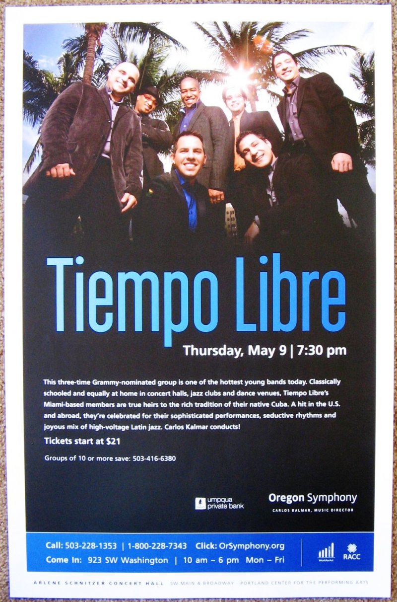 Image 0 of TIEMPO LIBRE 2013 Gig POSTER OREGON SYMPHONY Portland Concert 