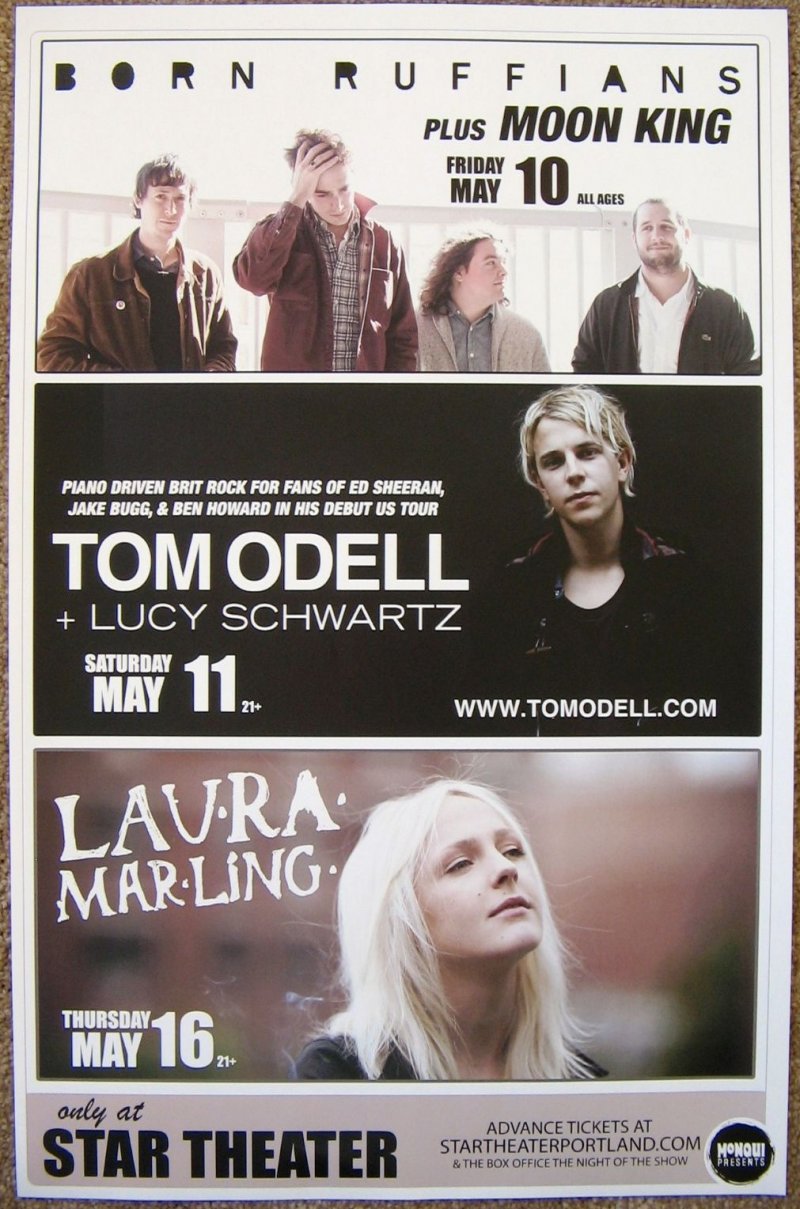 Image 0 of BORN RUFFIANS  / TOM ODELL / LAURA MARLING 2013 POSTER Gig Portland OR. Concert