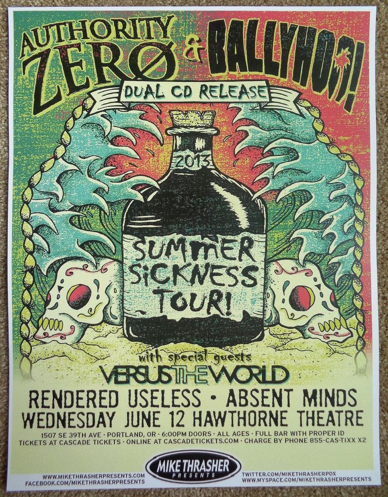 Image 0 of AUTHORITY ZERO 2013 Gig POSTER Portland Oregon Concert