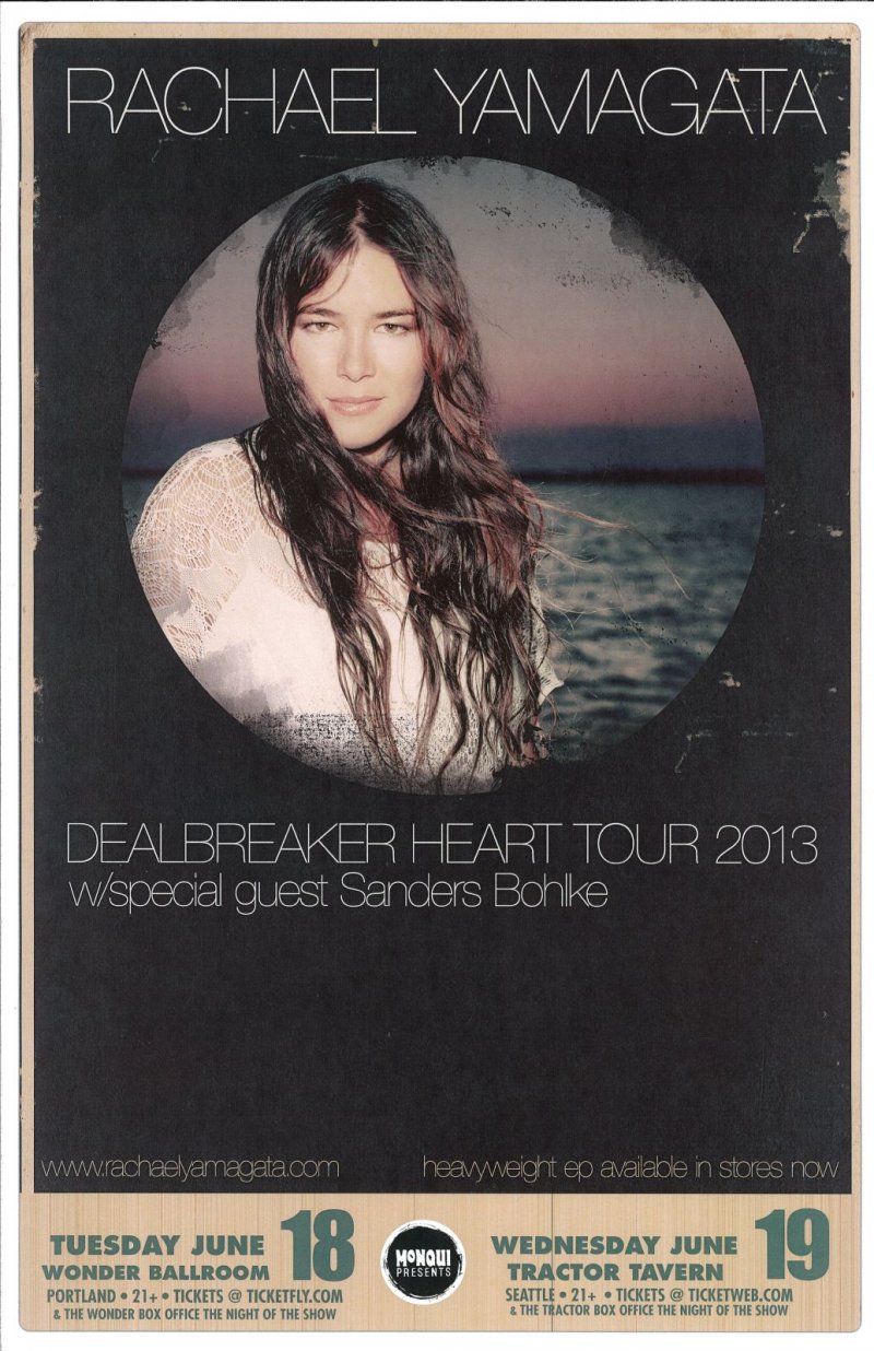 Image 0 of Yamagata RACHAEL YAMAGATA 2013 Gig POSTER Portland Oregon & Seattle Concert 