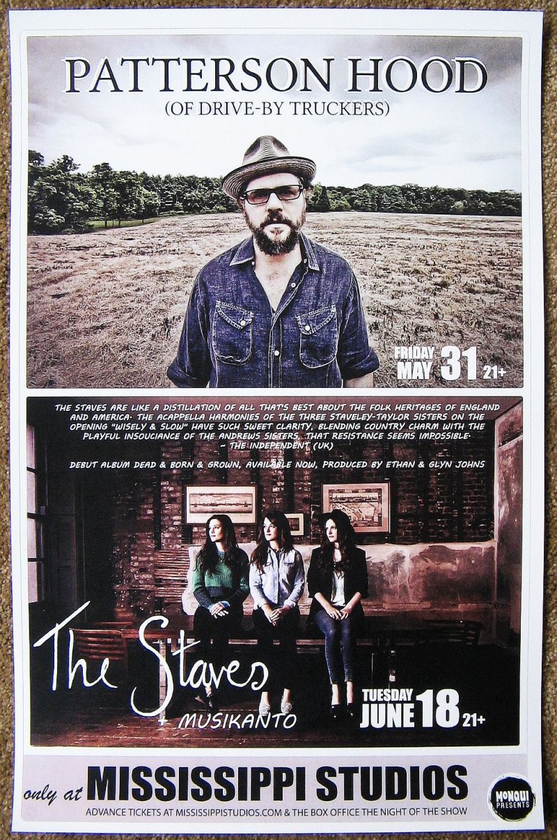 Image 0 of Hood PATTERSON HOOD DRIVE-BY TRUCKERS / THE STAVES Gig POSTER 2013 Concert 