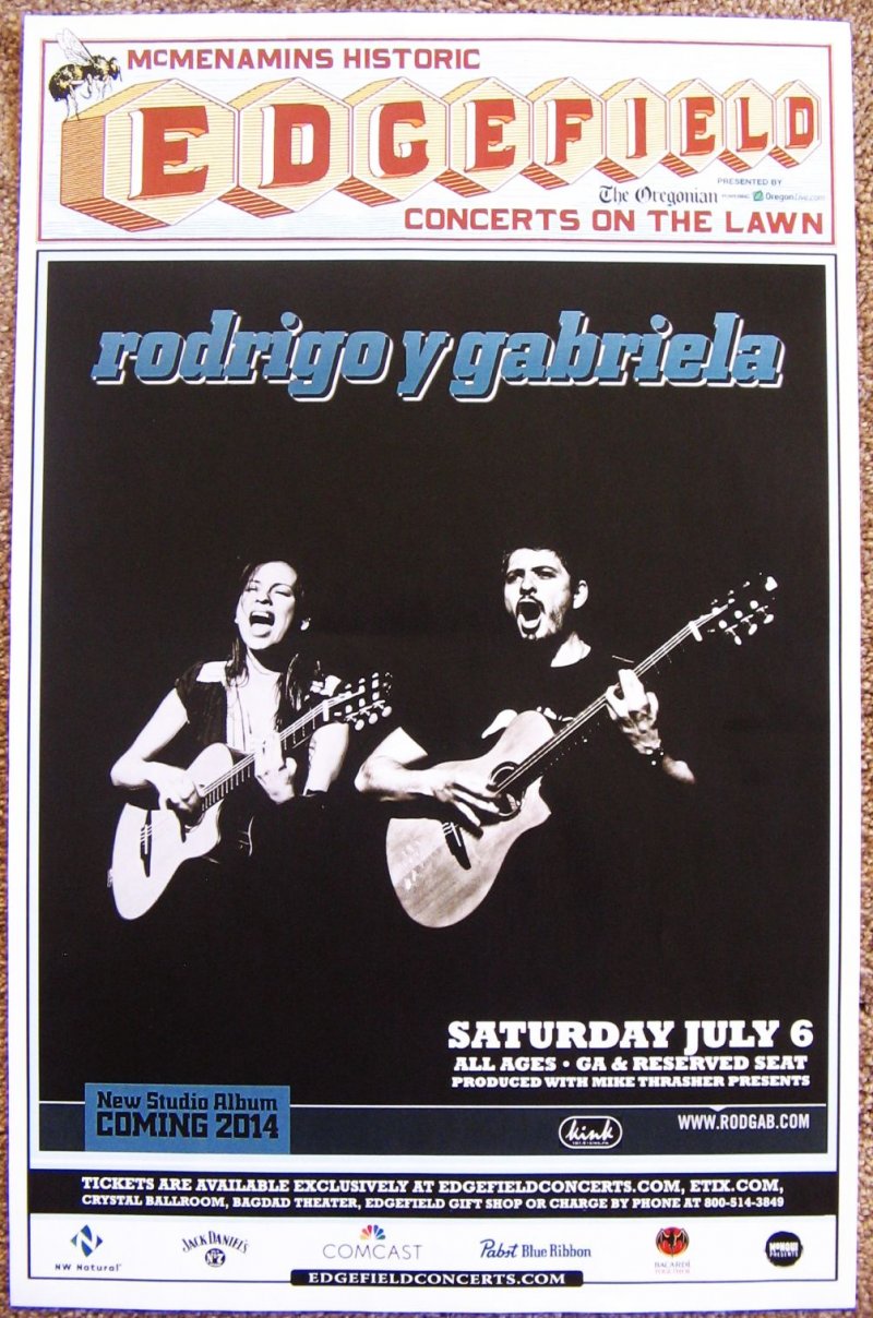 Image 0 of RODRIGO Y GABRIELA 2013 Gig POSTER Edgefield Portland Oregon Concert 