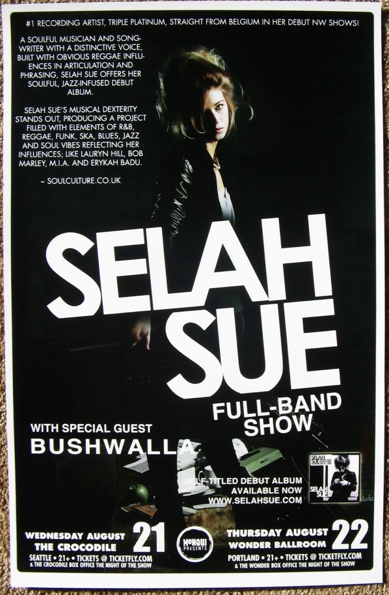 Image 0 of Sue SELAH SUE 2013 Gig POSTER Portland Oregon Seattle Concert
