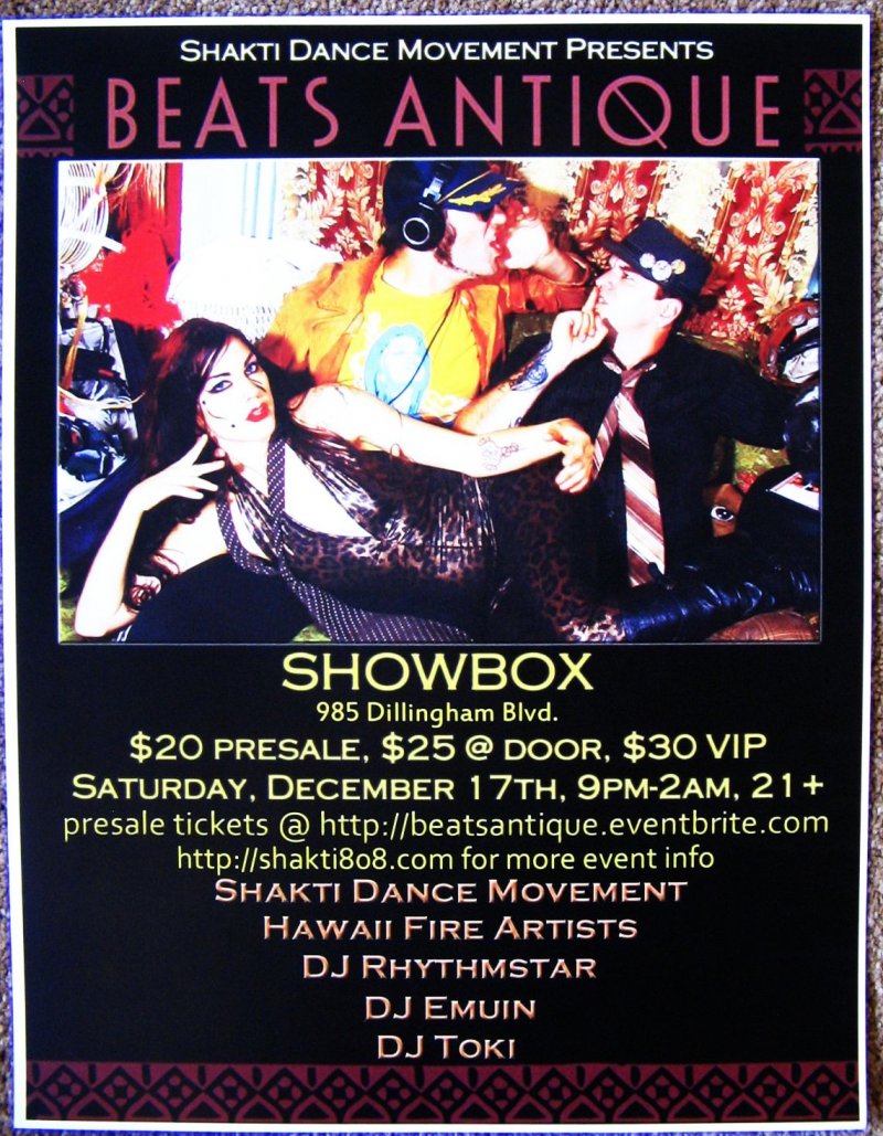 Image 0 of BEATS ANTIQUE 2011 Gig POSTER Honolulu Hawaii Concert