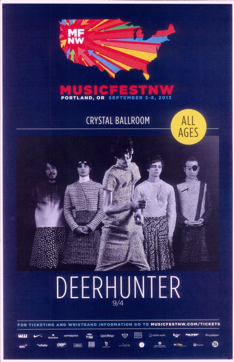 Image 0 of DEERHUNTER 2013 Gig POSTER MFNW Musicfest NW Portland Oregon Concert  