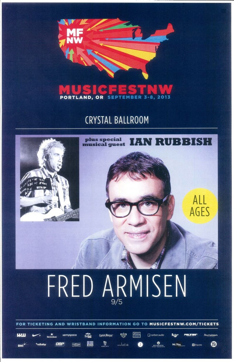 Armisen FRED ARMISEN 2013 Gig POSTER MFNW Portland Oregon Musicfest NW Comedy