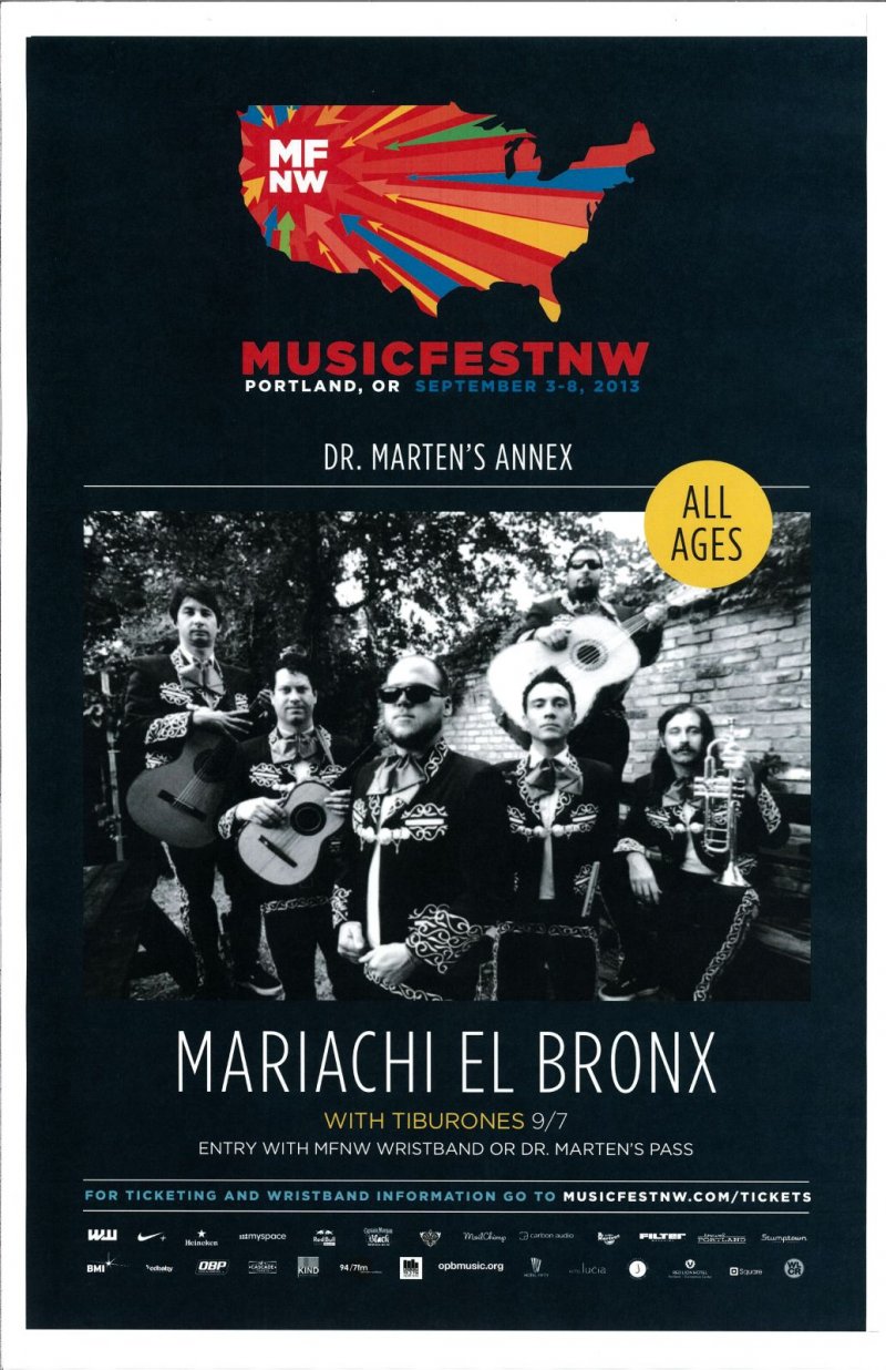 Image 0 of MARIACHI EL BRONX 2013 Gig POSTER MFNW Portland Oregon Musicfest NW Concert