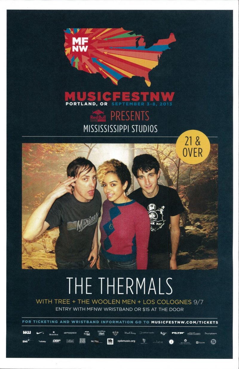 Image 0 of Thermals THE THERMALS 2013 Gig POSTER MFNW Portland Oregon Concert Musicfest NW