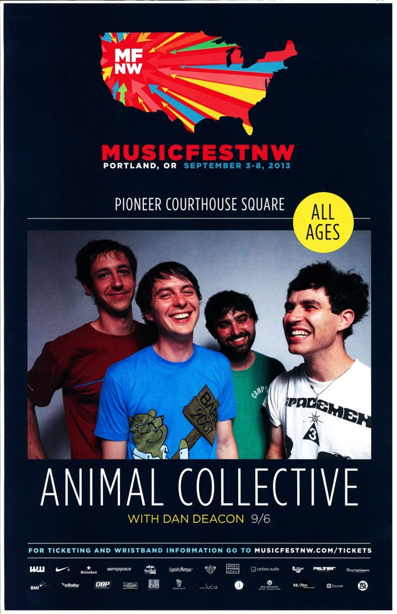 Image 0 of ANIMAL COLLECTIVE 2013 Gig POSTER MFNW Portland Oregon Musicfest NW Concert