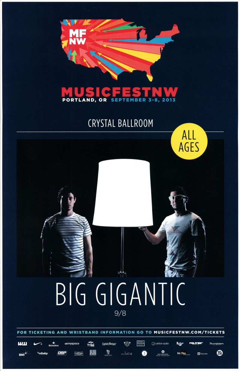 Image 0 of BIG GIGANTIC 2013 Gig POSTER MFNW Portland Oregon Musicfest NW Concert 