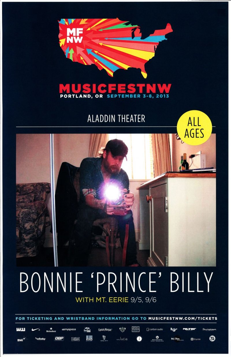 Image 0 of BONNIE PRINCE BILLY 2013 Gig POSTER MFNW Portland Oregon Musicfest NW Concert  