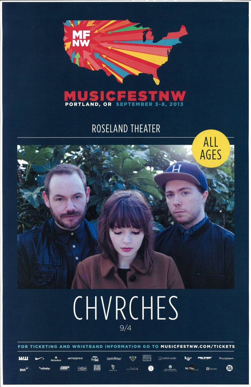 Image 0 of CHVRCHES 2013 Gig POSTER MFNW Portland Oregon Concert Musicfest NW  