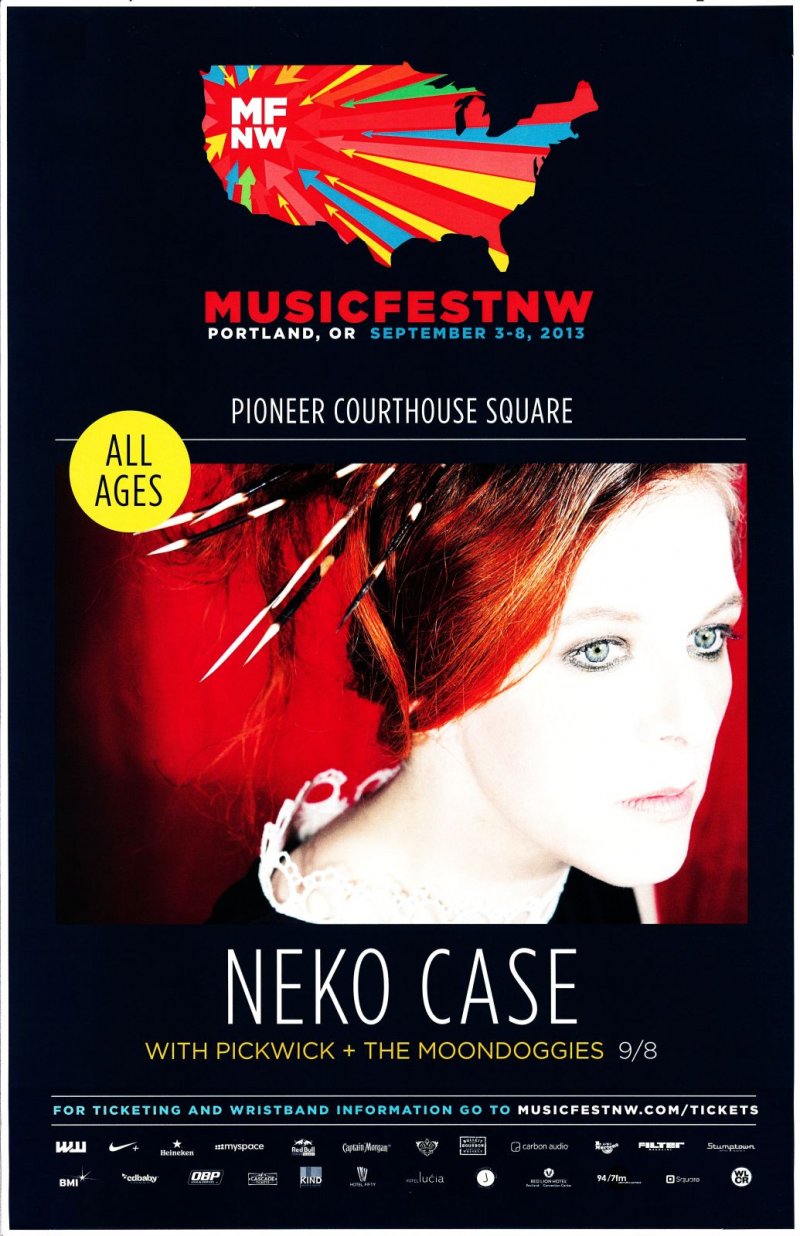 Image 0 of Case NEKO CASE 2013 Gig POSTER MFNW Portland Oregon Concert Musicfest NW