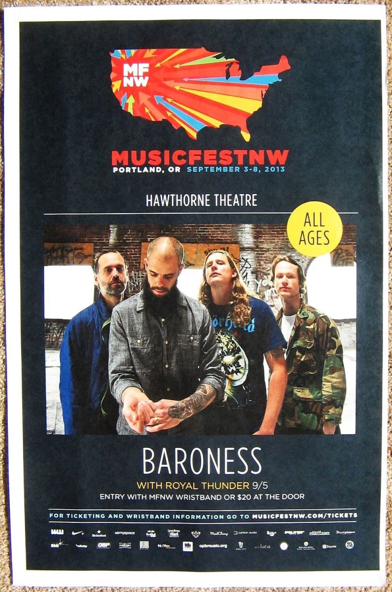 Image 0 of BARONESS 2013 Gig POSTER MFNW Portland Oregon Musicfest NW Concert