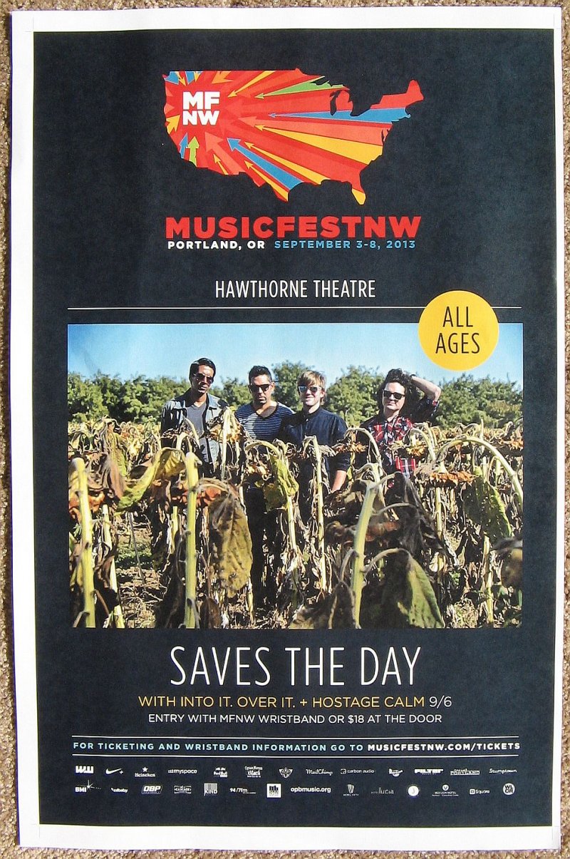 Image 0 of SAVES THE DAY 2013 Gig POSTER MFNW Portland Oregon Musicfest NW Concert