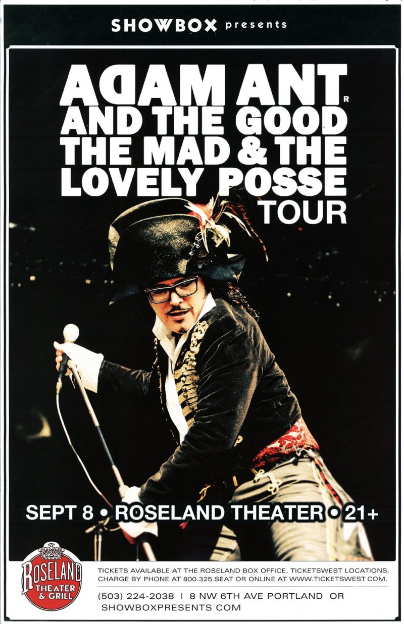 Image 0 of Ant ADAM ANT 2013 Gig  POSTER Portland Oregon Concert