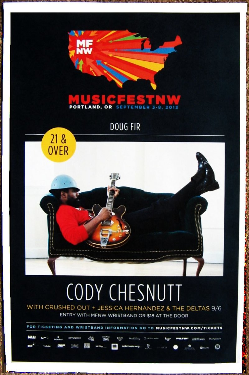 Chesnutt CODY CHESNUTT 2013 Gig POSTER MFNW Musicfest NW Portland Oregon Concert