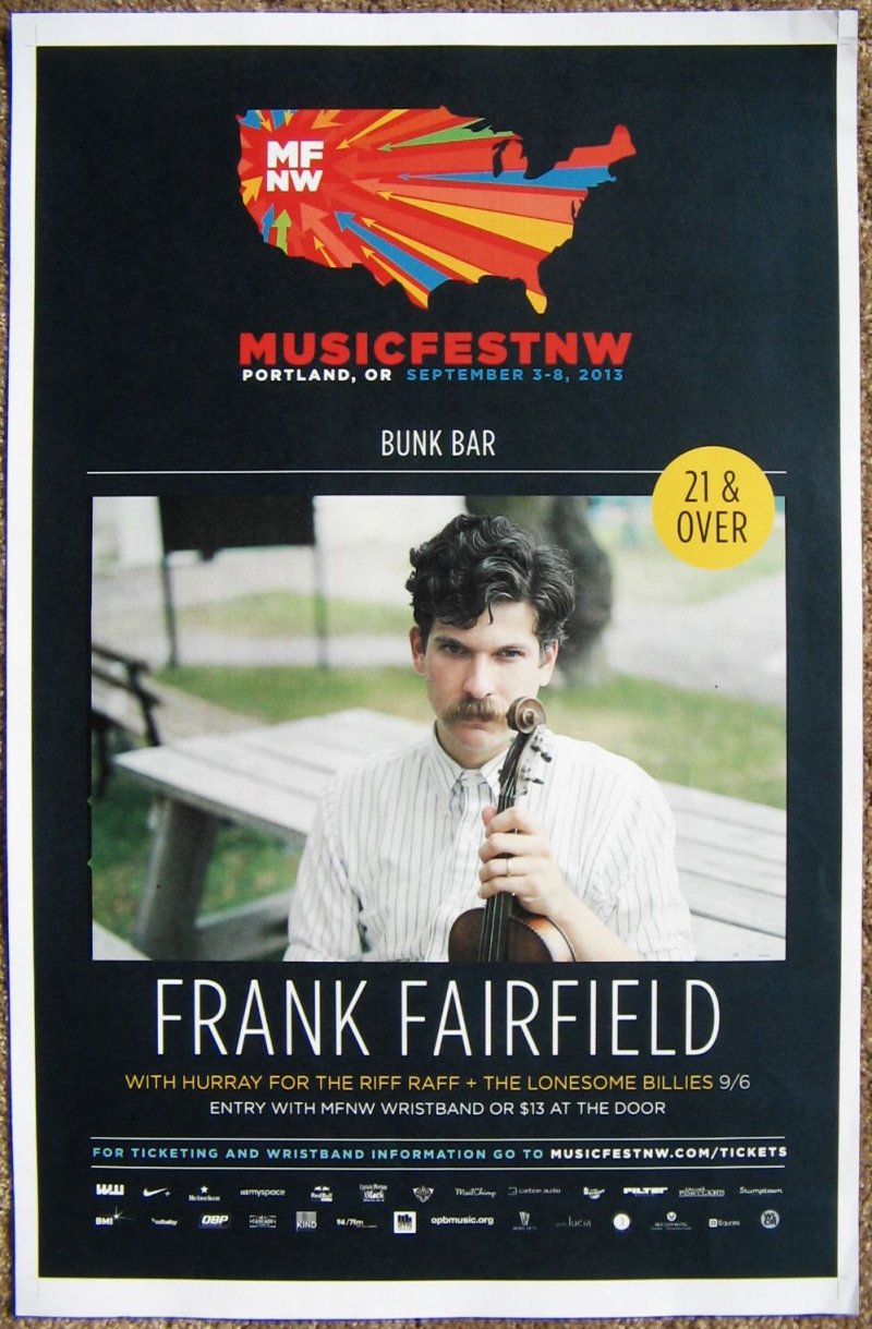 Image 0 of Fairfield FRANK FAIRFIELD 2013 Gig POSTER MFNW Musicfest NW Portland OR Concert