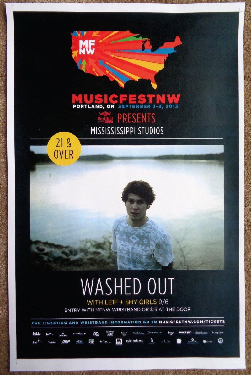 Image 0 of WASHED OUT 2013 Gig POSTER MFNW Portland Oregon Musicfest NW Concert