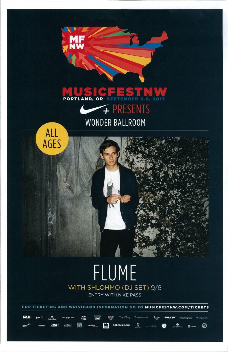 Image 0 of FLUME 2013 Gig POSTER MFNW Musicfest NW Portland Oregon Harley Streten Concert 