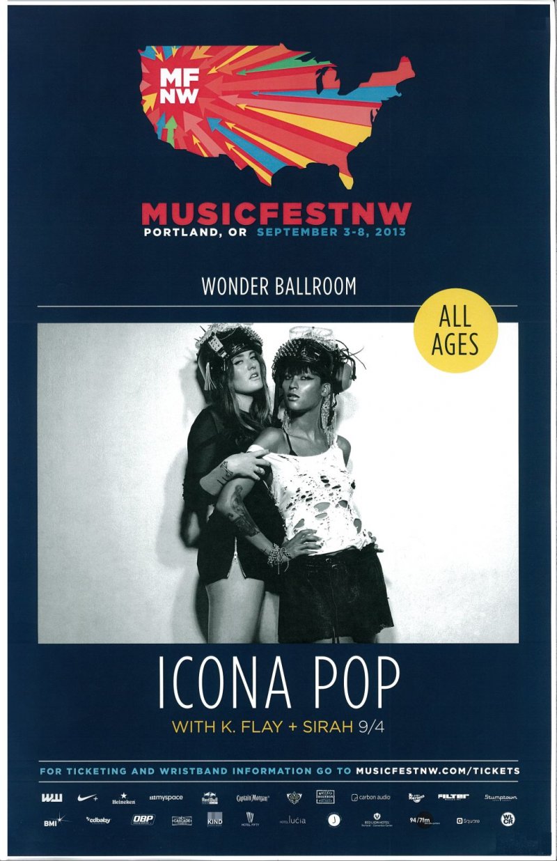 Image 0 of ICONA POP 2013 Gig POSTER MFNW Musicfest NW Portland Oreg Harley Streten Concert