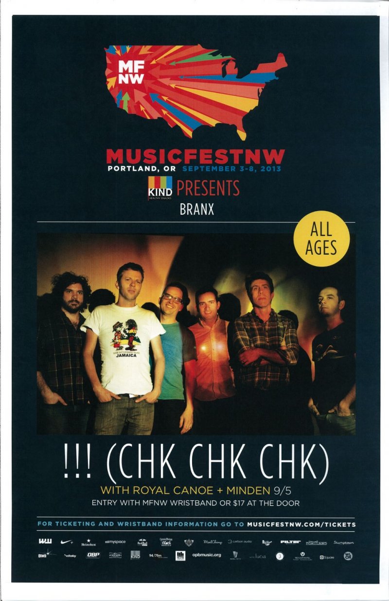 Image 0 of CHK CHK CHK !!! 2013 Gig POSTER MFNW Musicfest NW Portland Oregon Concert