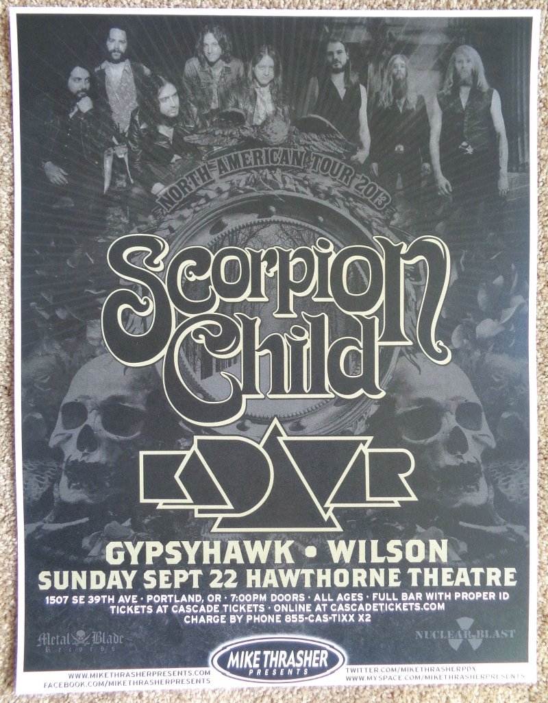 Image 0 of SCORPION CHILD 2013 Gig POSTER Portland Oregon Concert 