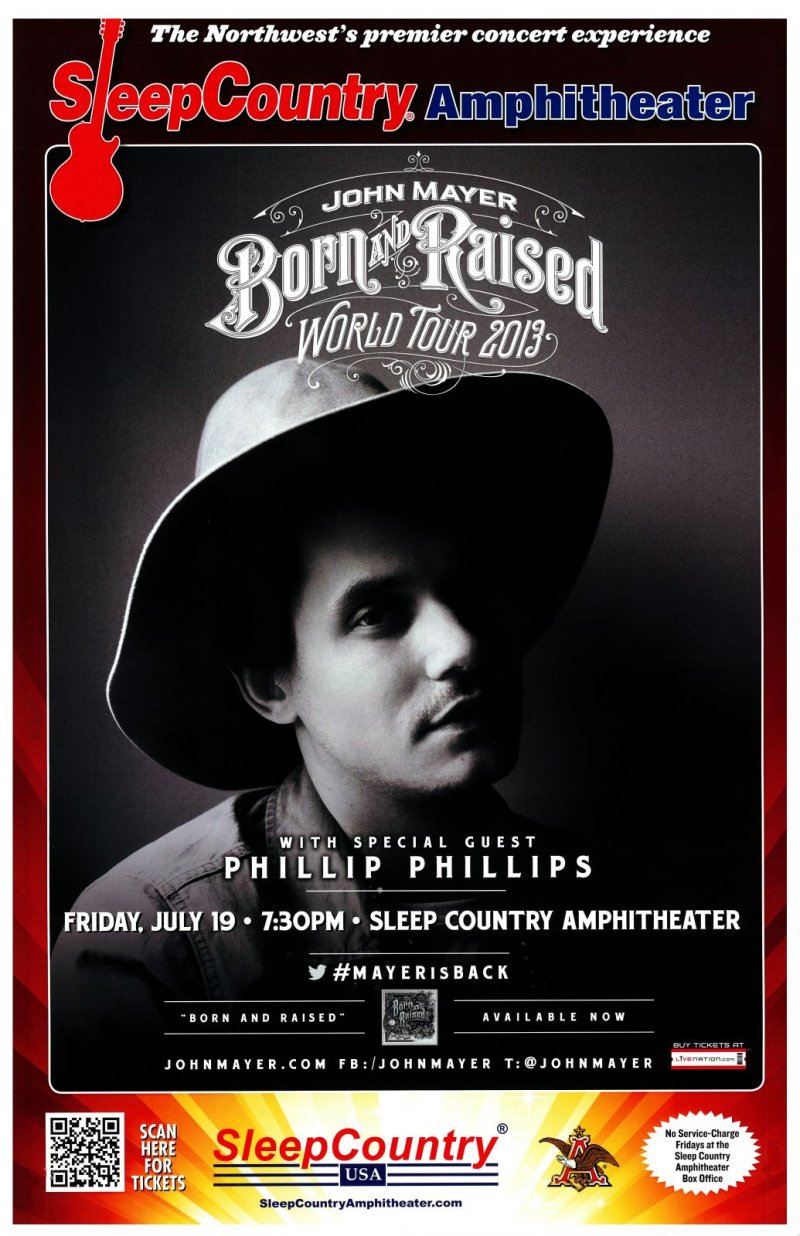 Image 0 of Mayer JOHN MAYER 2013 Gig POSTER Ridgefield Washington Concert