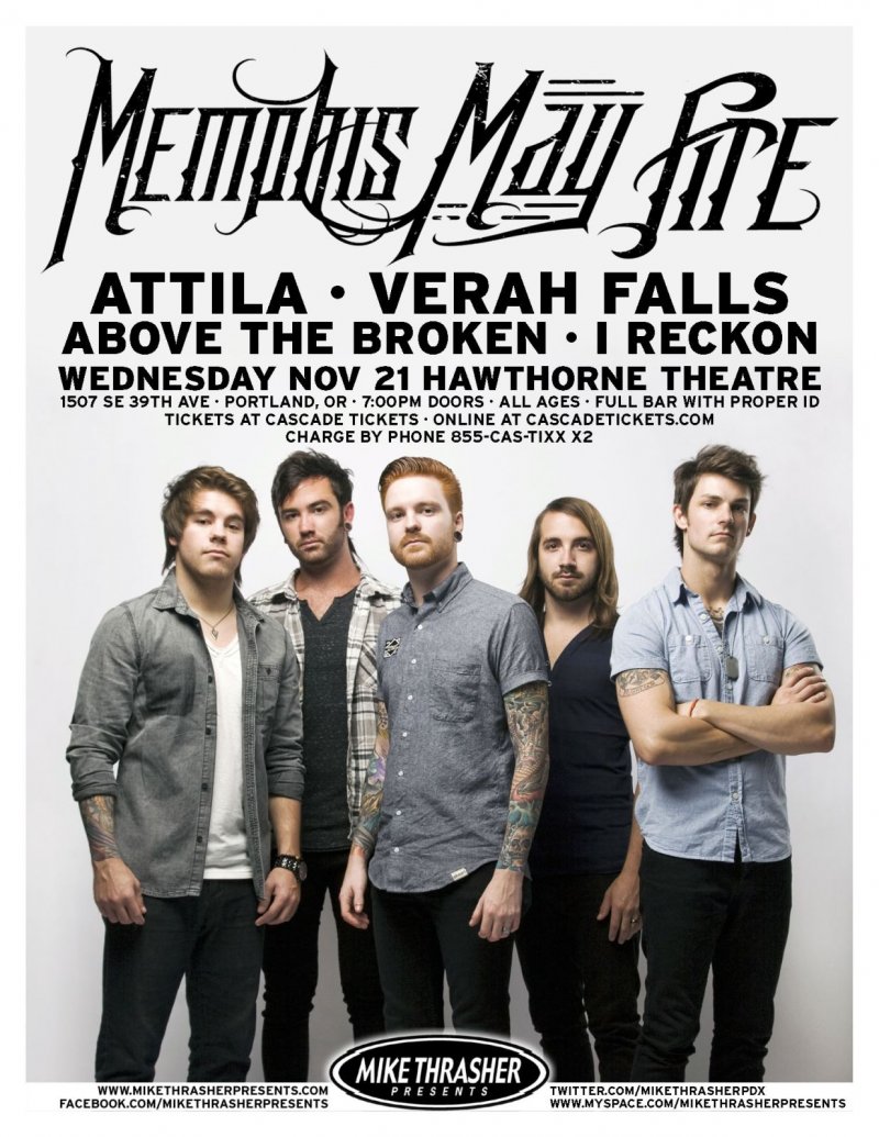 Image 0 of MEMPHIS MAY FIRE 2012 Gig POSTER Portland Oregon Concert