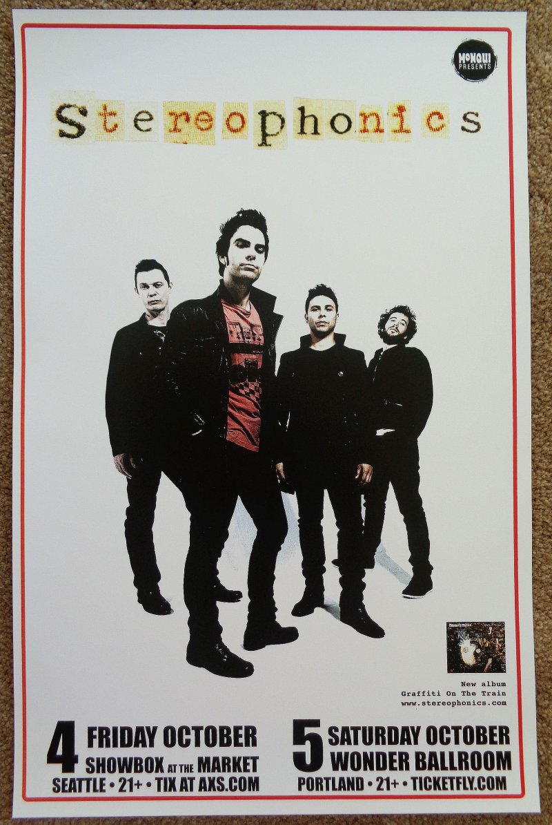 Image 0 of STEREOPHONICS 2013 Gig POSTER Portland Oregon Concert Seattle Washington 